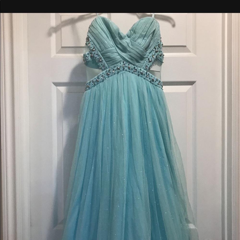 City Triangle Light Blue Strapless Maxi Dress